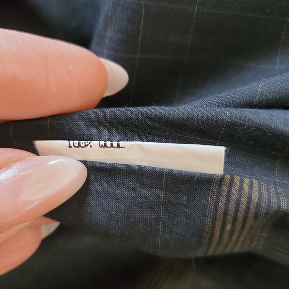 Billy Reid Herringbone Leather Trim Wool Coat Men's Size XL Mid Length Overcoat - Picture 9 of 10